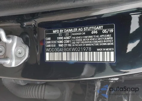 2019 Mercedes-Benz A 220 z USA, uszkodzony, nr VIN WDD3G4EB0KW021978